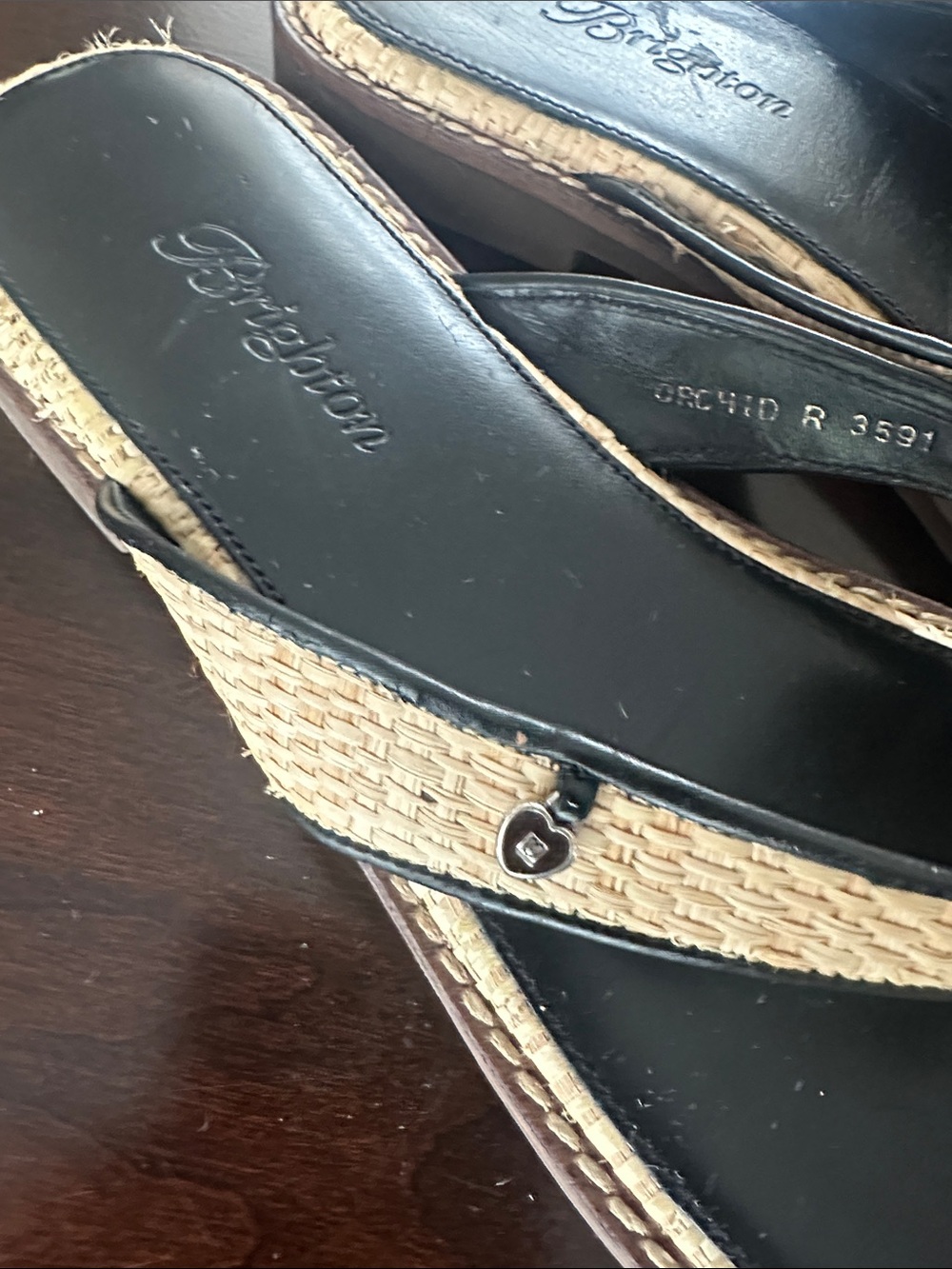 Brighton Womens Orchid Leather Rafia Thong Flip Flop Sandals Size 7.5 - Picture 9 of 11